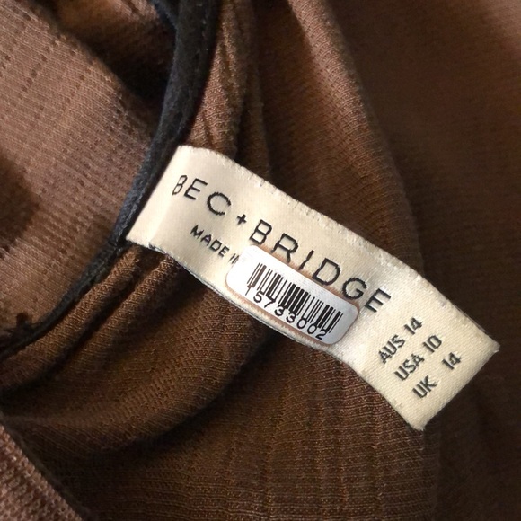 Bec & Bridge Kehlani Satin Maxi Dress High Side Slit Cut Outs in Chocolate sz 10 - Picture 6 of 8